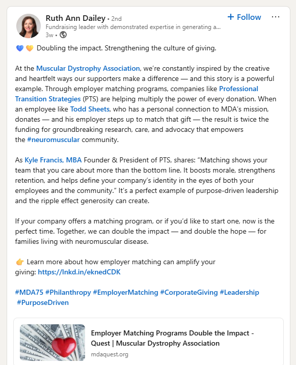 Building a matching gift strategy with social media engagement