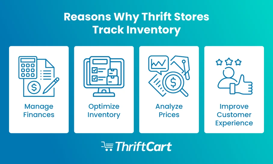 A list of reasons why thrift stores track their inventories, written out below.